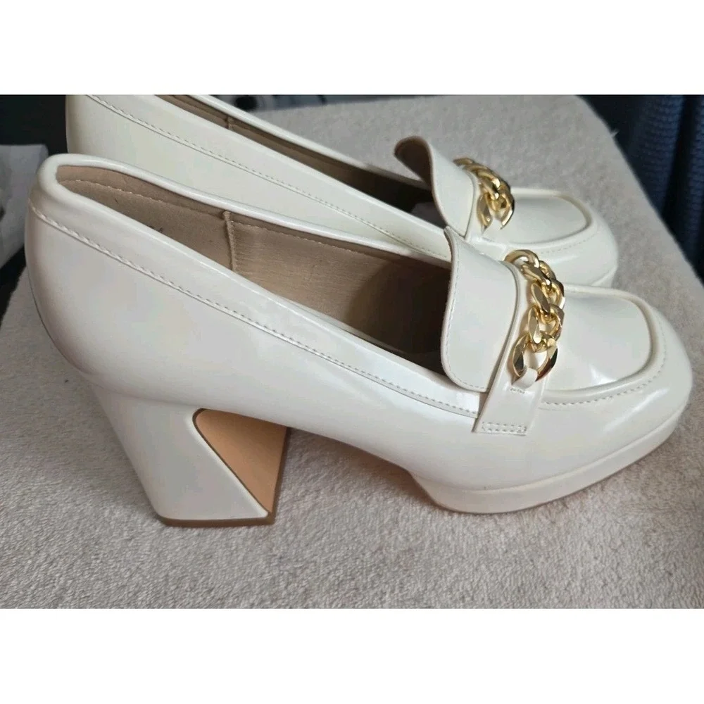NEW IDIFU In2 Cookie HI Women Chunky Heel Slip On Dress Shoes Size 8 White